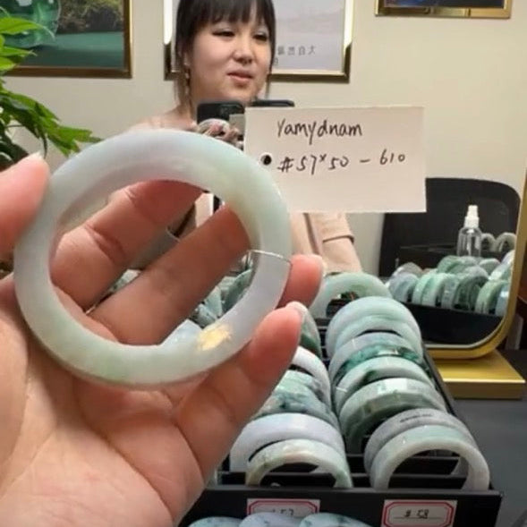 "Live" Natural Lavender Apple Green Jadeite Jade Bangle (04/26/26)