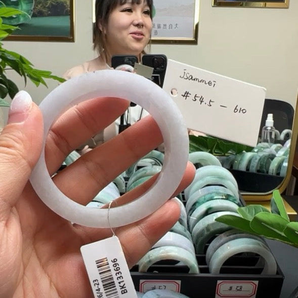 "Live" Natural Lavender Green Jadeite Jade Bangle (04/26/26)