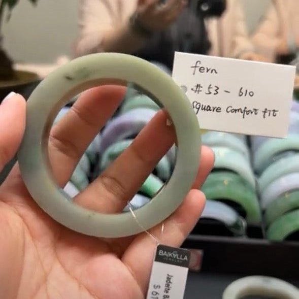 "Live" Natural Yellow Green Jadeite Jade Square Comfort fit Bangle (05/01/26)