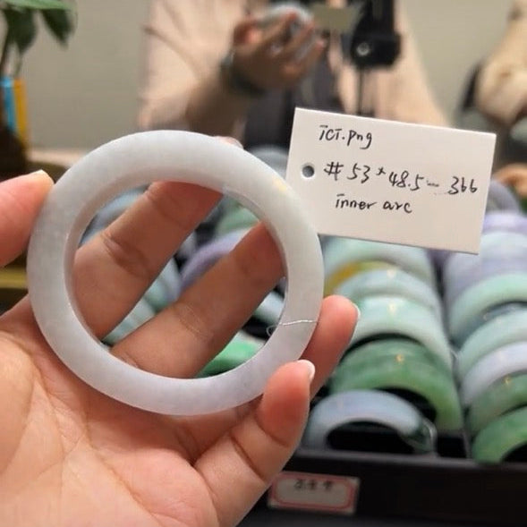 "Live" Natural  Lavender Jadeite Jade Oval Bangle (05/01/26)