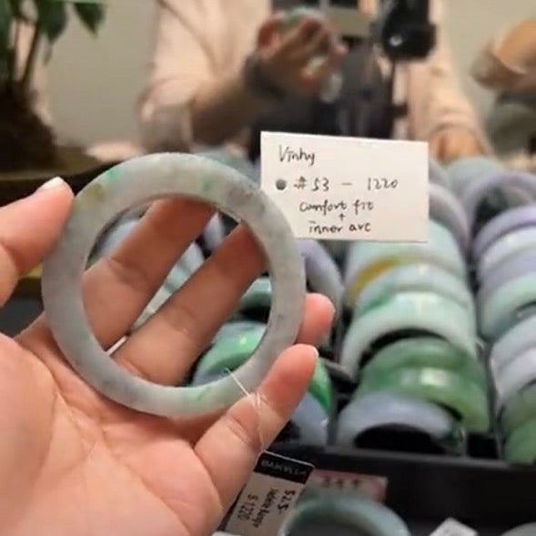 "Live" Natural Yellow Wuji Green Jadeite Jade Comfortfit Bangle (05/01/26)