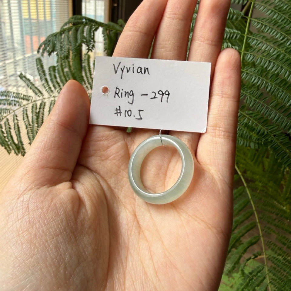 "Live" Natural Light Green Jadeite Jade Finger  Bangle (05/01/26)