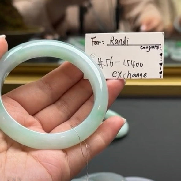 "Live" Natural Icy Green Jadeite Jade Comfort-Fit Bangle (03/20/26)