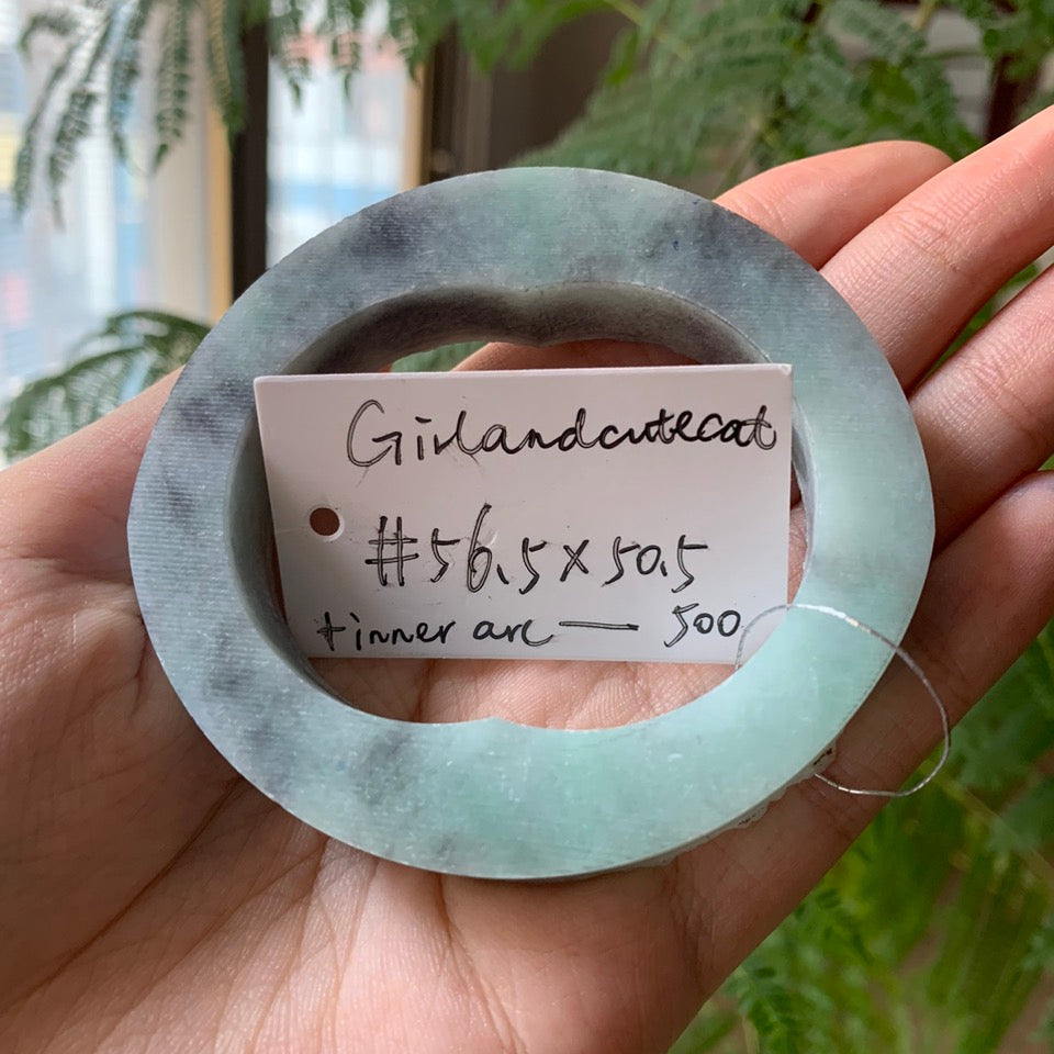 "Live" Natural  Wuji Green Jadeite Jade Oval Bangle(05/24/2026)