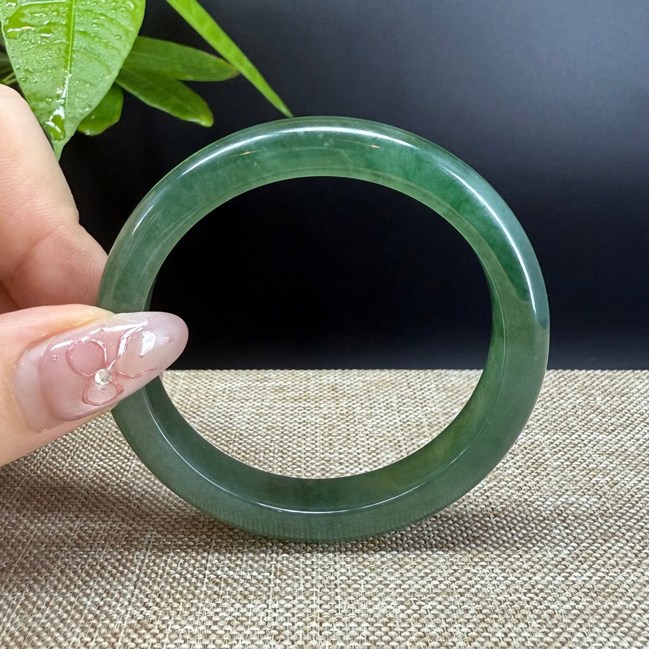 Genuine Burmese Icy Green Jade Jadeite Bangle Bracelet (50.9mm)