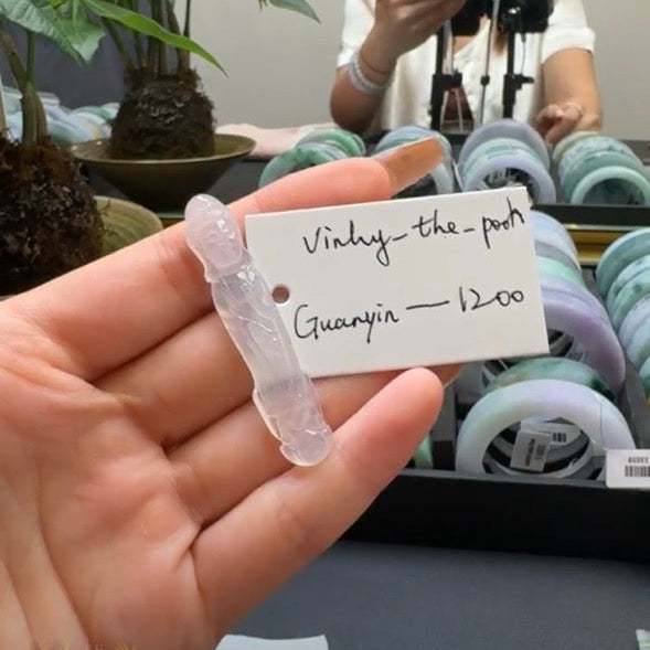 "Live" Natural Icy Jadeite Jade Guanyin (05/15/26)