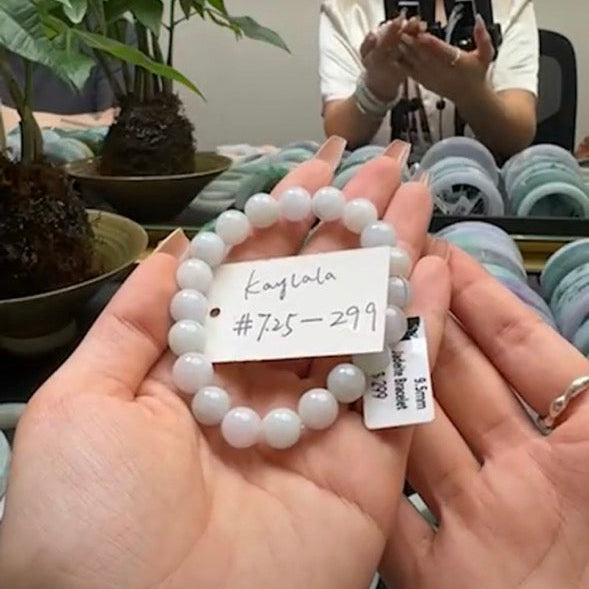 "Live" Natural Moonlight Jadeite Jade Beads Bracelet (05/15/26)