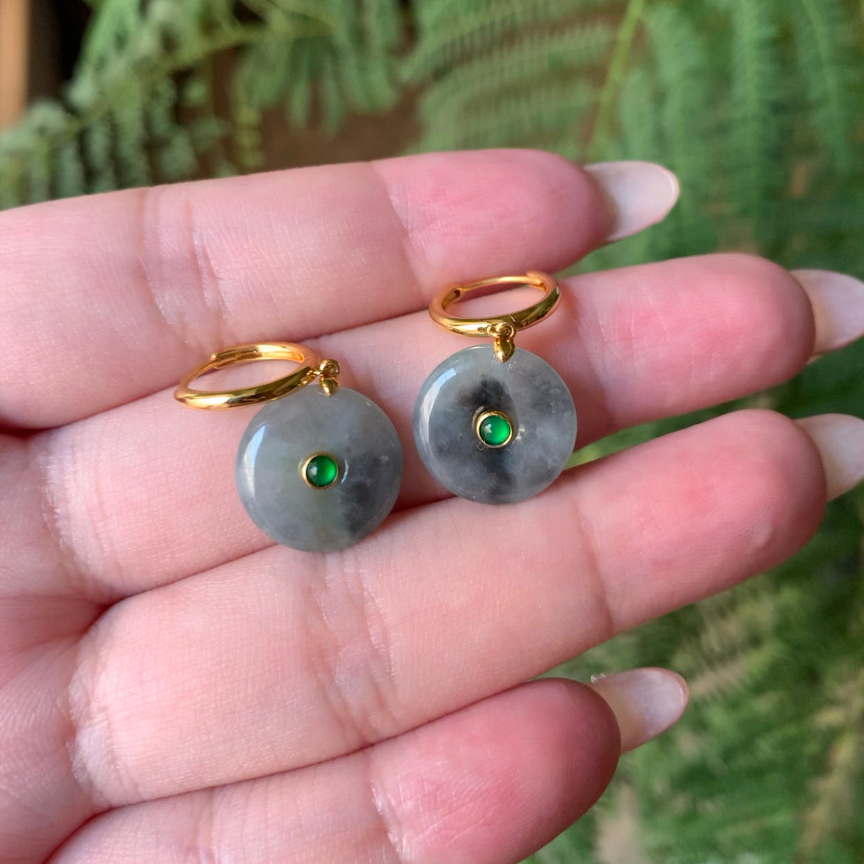 "Live" 18K Yellow Gold Custom Wuji KouKou Earring Gold Setting