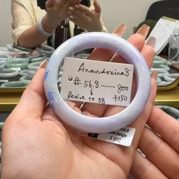 "Live" Natural Lavender Jadeite Jade Cherry Blossom Carving Bangle(Final)(05/22/26)