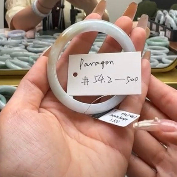 "Live" Natural Light Green Yellow Jadeite Jade Oval Bangle(Final)(05/22/26)