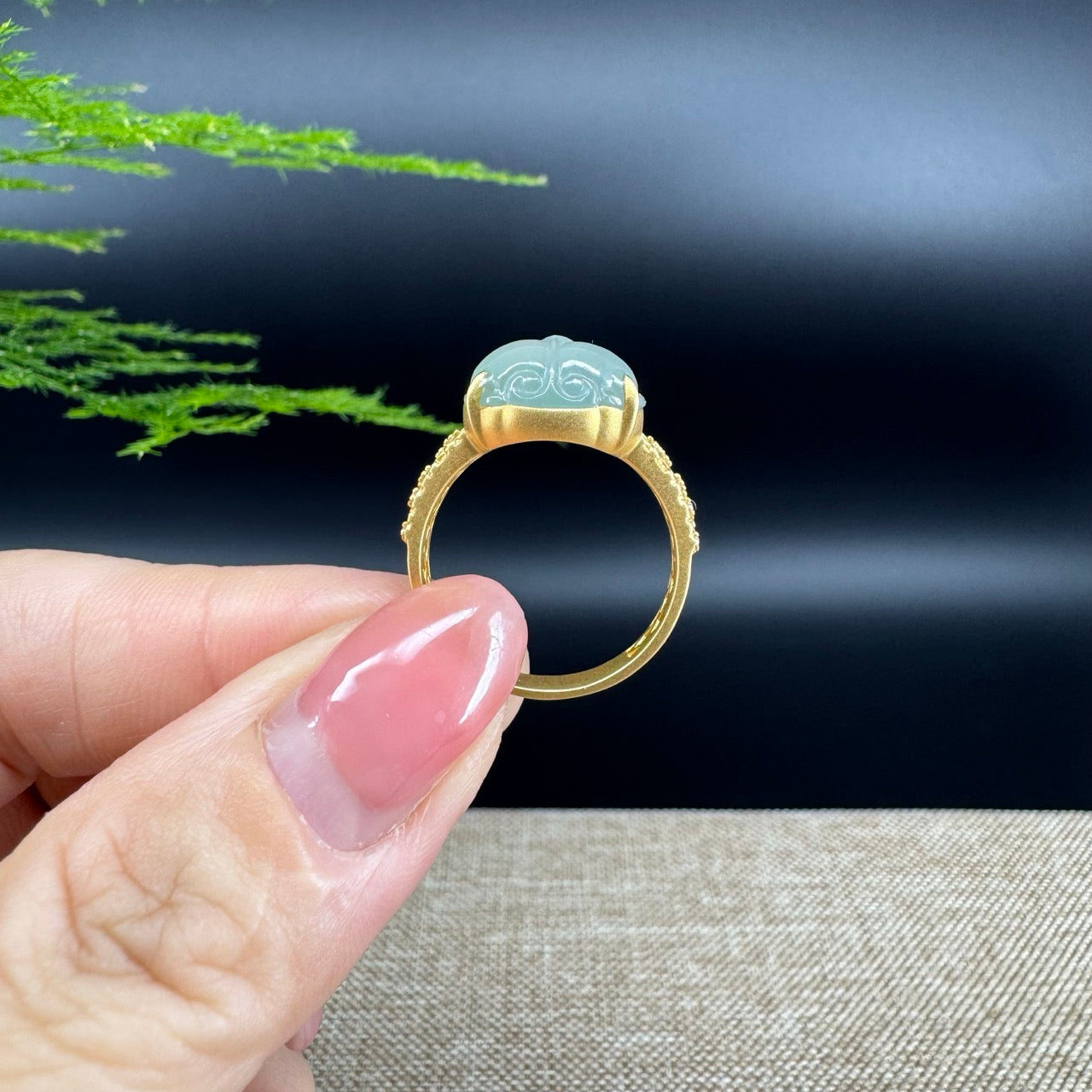 RealJade® "Signature Signet" 18K Yellow Gold Icy Jadeite Jade Diamonds PiXiu Ring