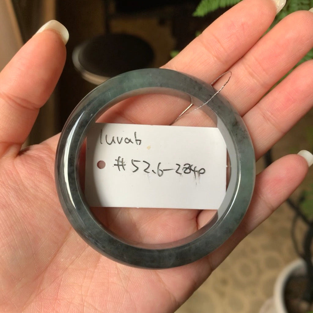 "Live" Natural Icy Wuji Jadeite Jade Comfort-Fit Bangle(04/01/26)