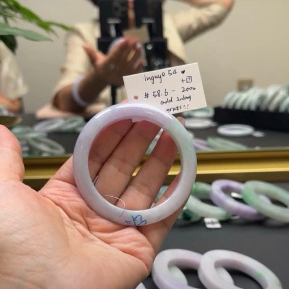 "Live" Natural Lavender Green Jadeite Jade Bangle(Final)(06/05/26)