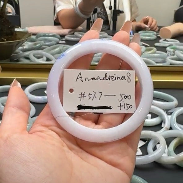 "Live" Natural  Light Lavender Jadeite Jade Cherry Blossom Bangle(Carving,Final)(05/23/26)