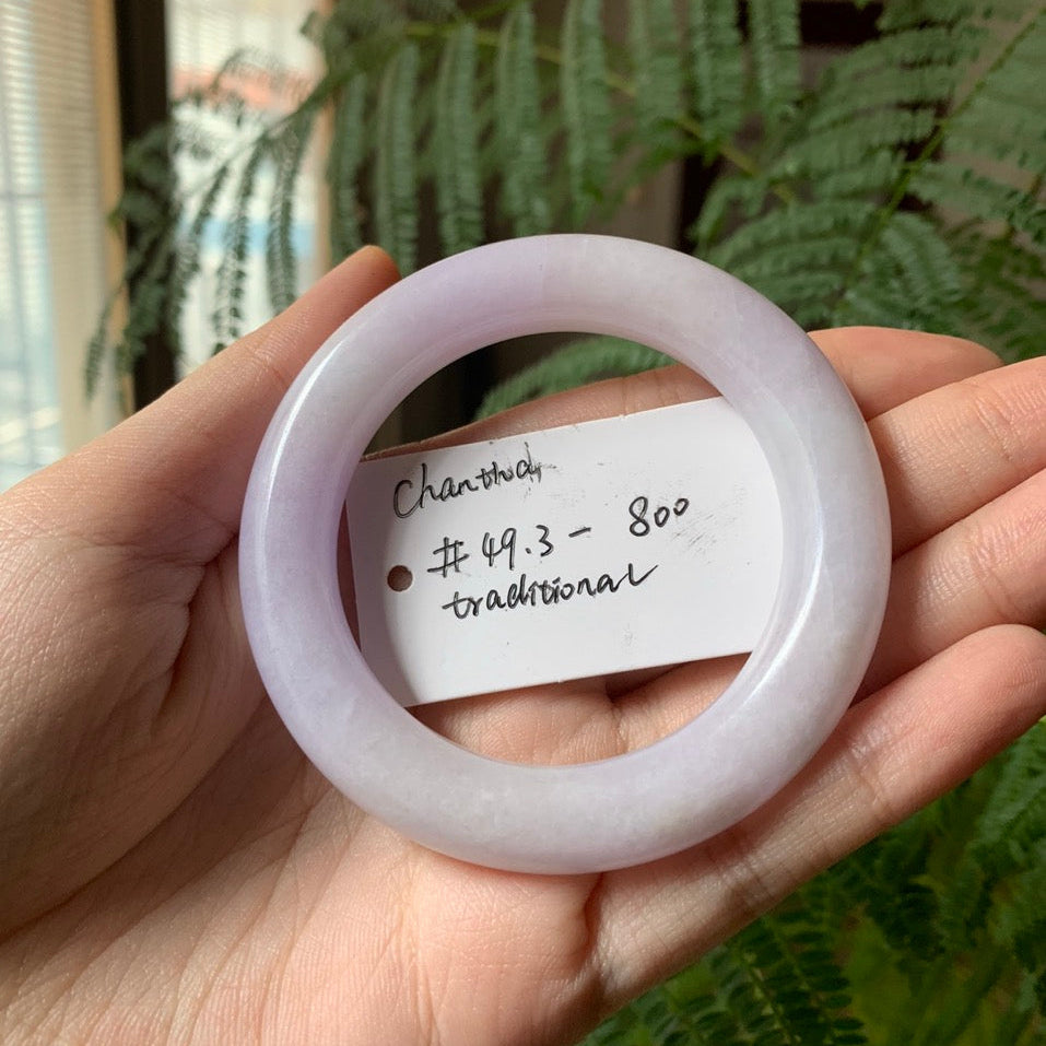 "Live" Natural  Lavender Jadeite Jade Traditional (Final)Bangle(05/23/26)