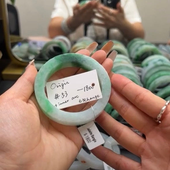 "Live" Natural Forest Green Jadeite Jade Comfor Fit Bangle(05/31/2026)