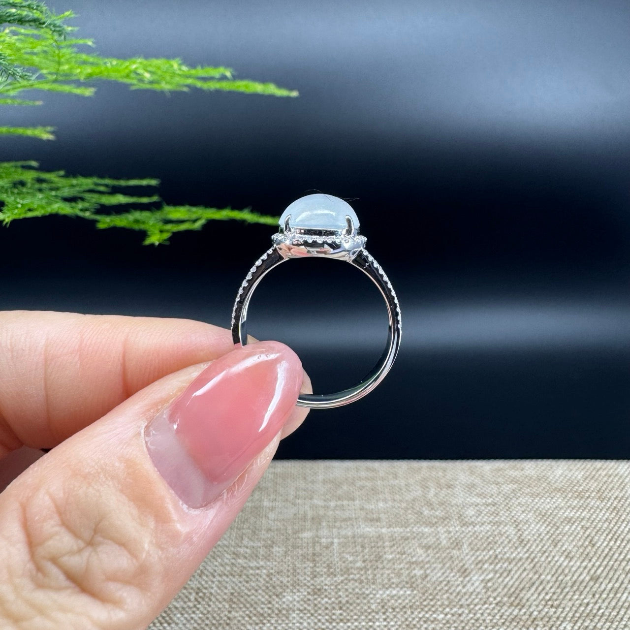 RealJade® "Signature Signet" 18K White Gold Icy Jadeite Jade Diamonds Ring