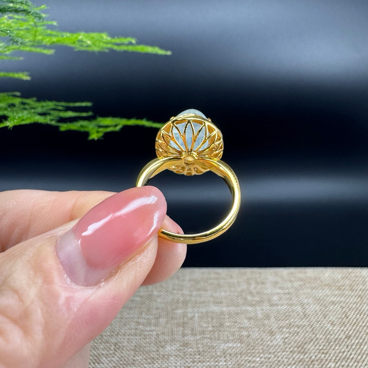 RealJade®  18K Yellow Gold Icy Jadeite Jade Diamonds  PiXiu Ring