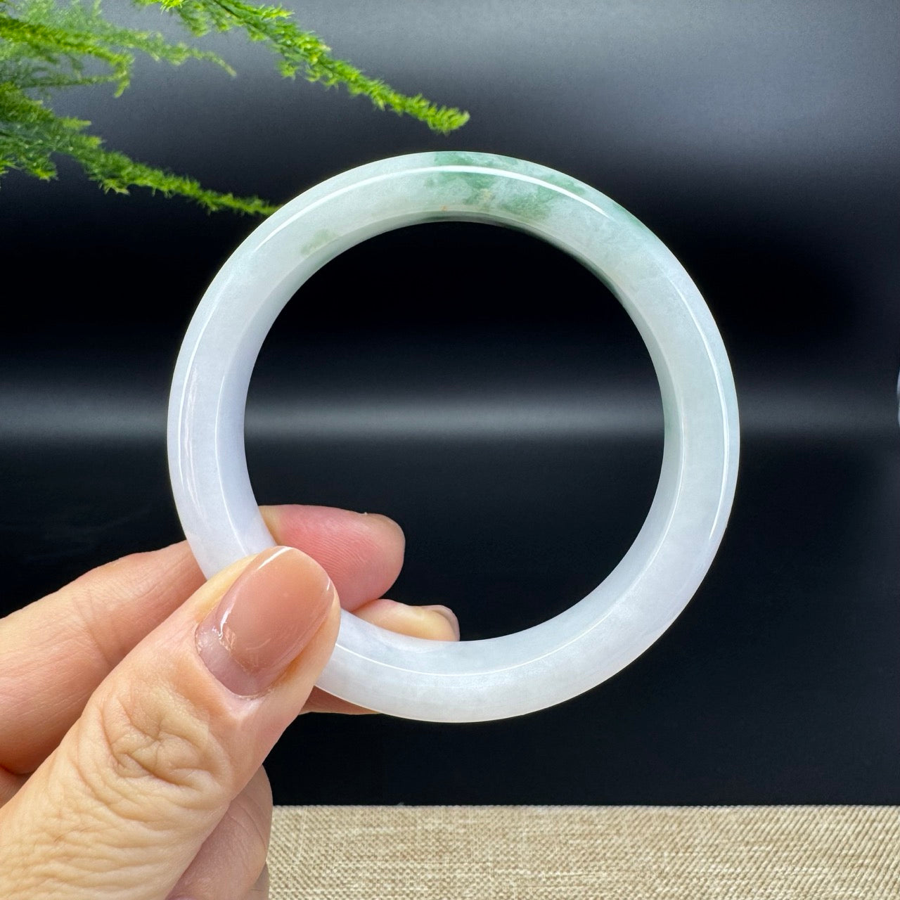 Genuine Burmese Lavender Green Jade Jadeite Bangle Bracelet ( 56.4mm )
