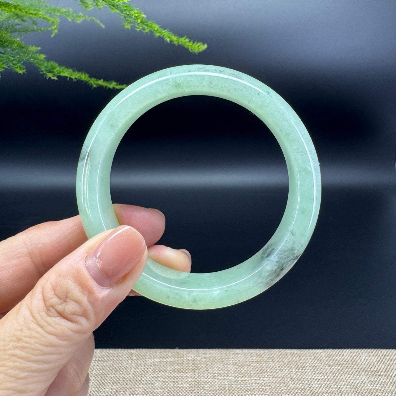 Genuine Burmese Green Jade Jadeite Bangle Bracelet (56.2mm)