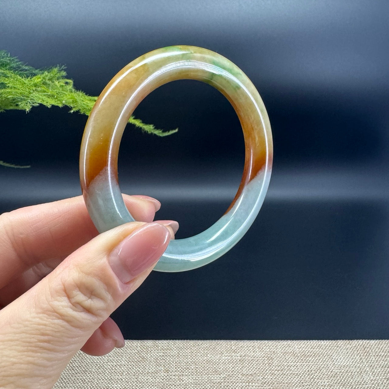 Genuine Burmese FuLuShou Jade Jadeite Bangle Bracelet ( 54.5mm )