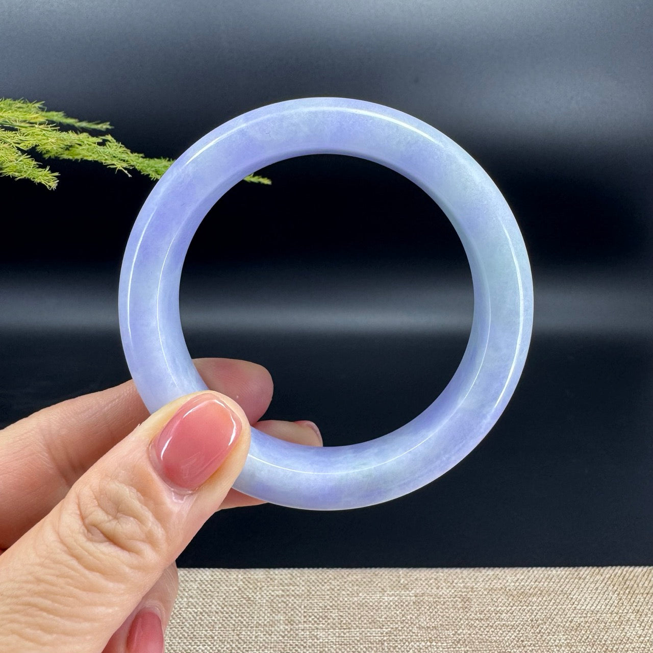 Genuine Burmese Lavender Green Jade Jadeite Bangle Bracelet (56.5mm)