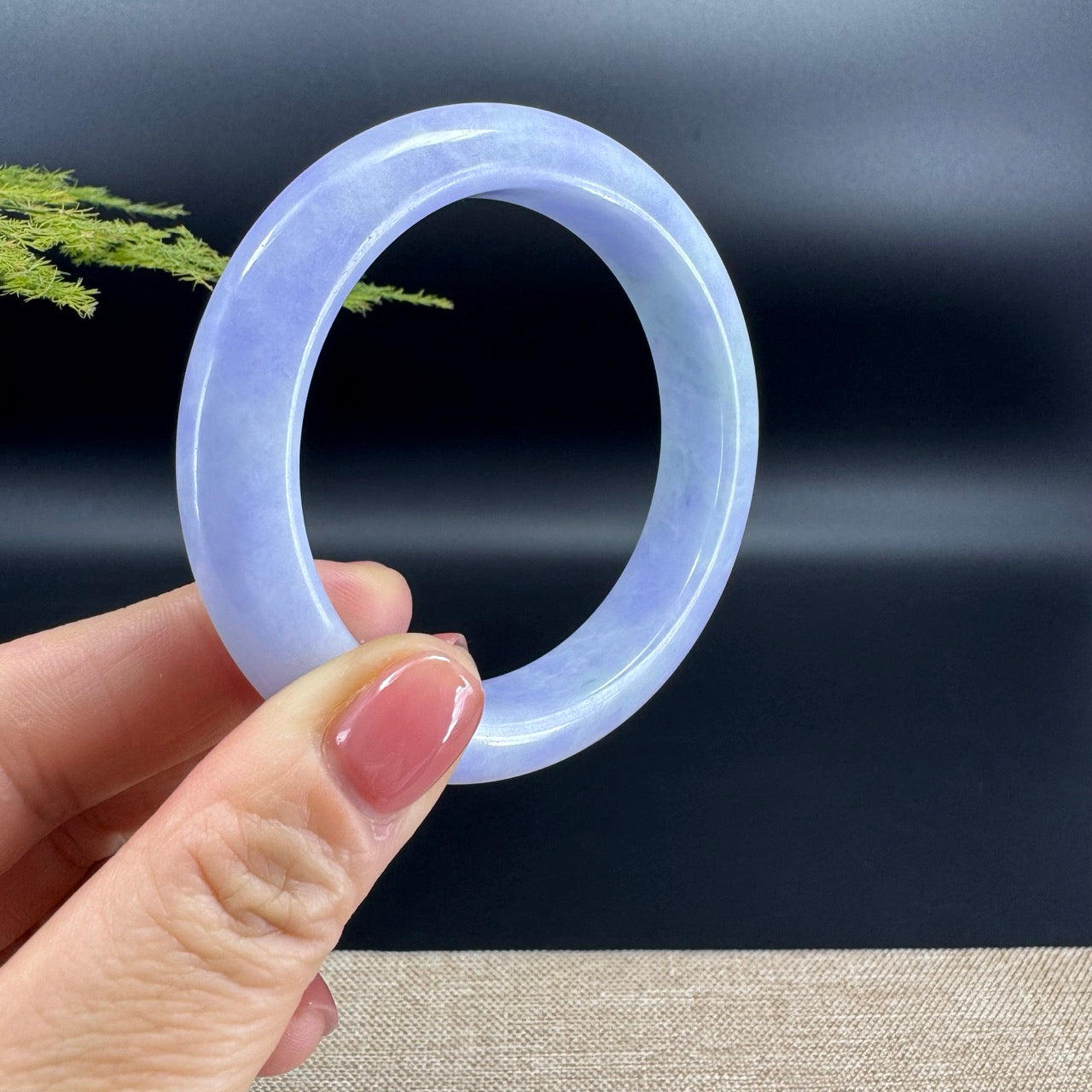 Genuine Burmese Lavender Green Jade Jadeite Bangle Bracelet (56.5mm)