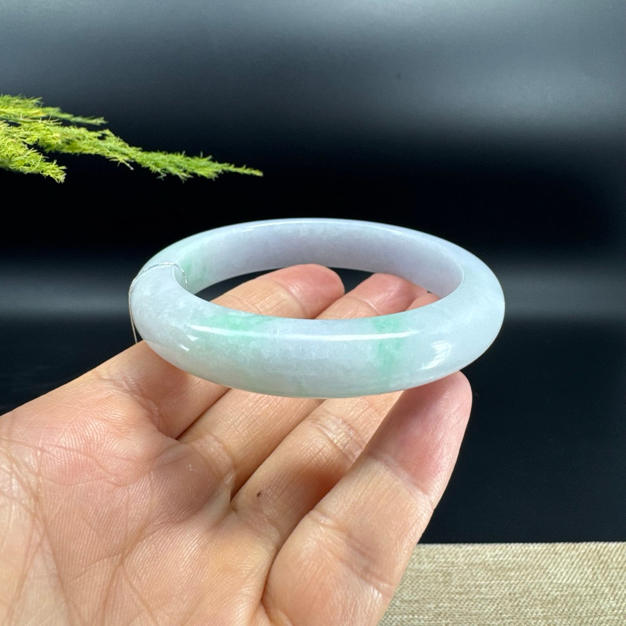 Genuine Burmese Lavender Green Jade Jadeite Bangle Bracelet (57.8mm)