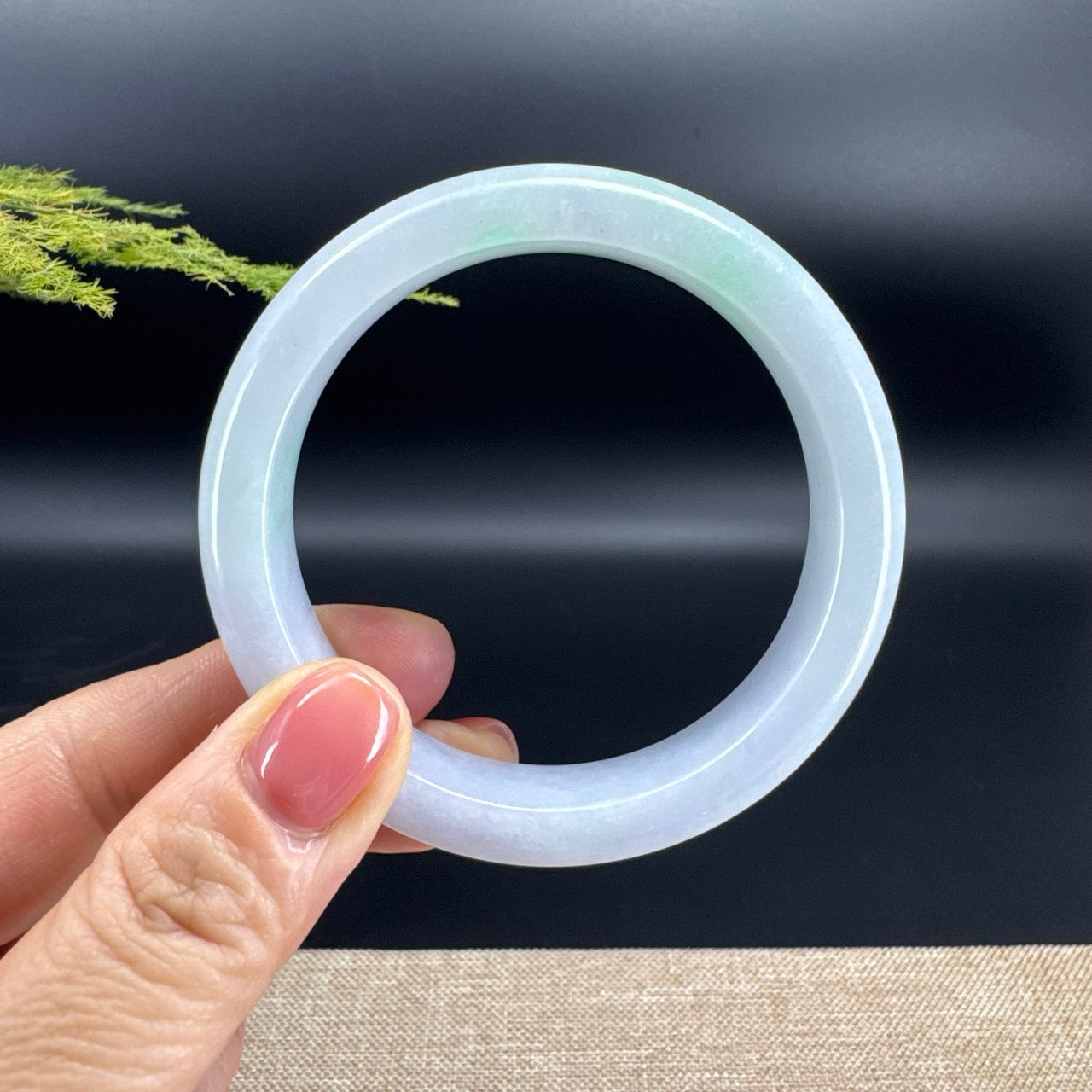 Genuine Burmese Lavender Green Jade Jadeite Bangle Bracelet (57.8mm)