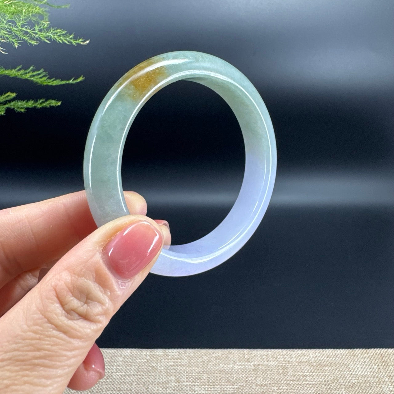 Genuine Burmese Matcha Strawberry Jadeite Jade Bangle Bracelet (53.4mm)