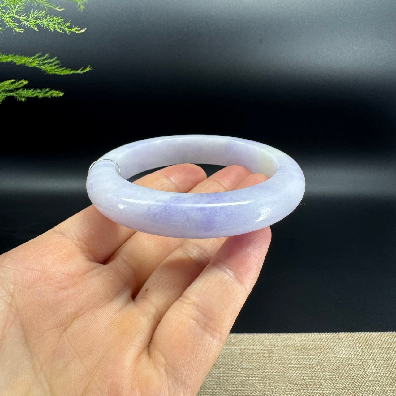 Genuine Burmese Lavender Jade Jadeite Bangle Bracelet (57.7mm)