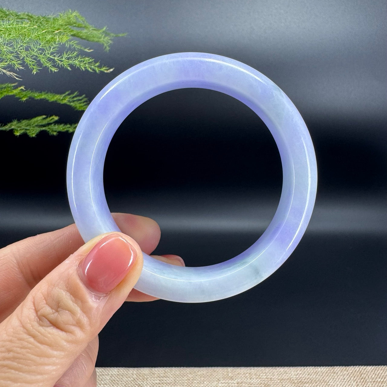 Genuine Burmese Lavender Green Jade Jadeite Bangle Bracelet (55mm)