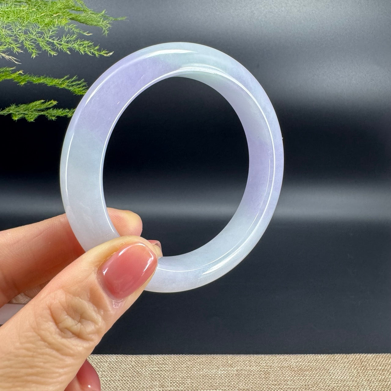 Genuine Burmese Lavender Green Jade Jadeite Bangle Bracelet (57.8mm)