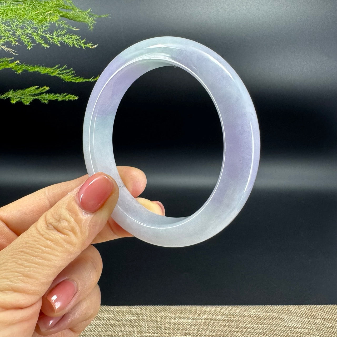 Genuine Burmese Lavender Green Jade Jadeite Bangle Bracelet (57.8mm)