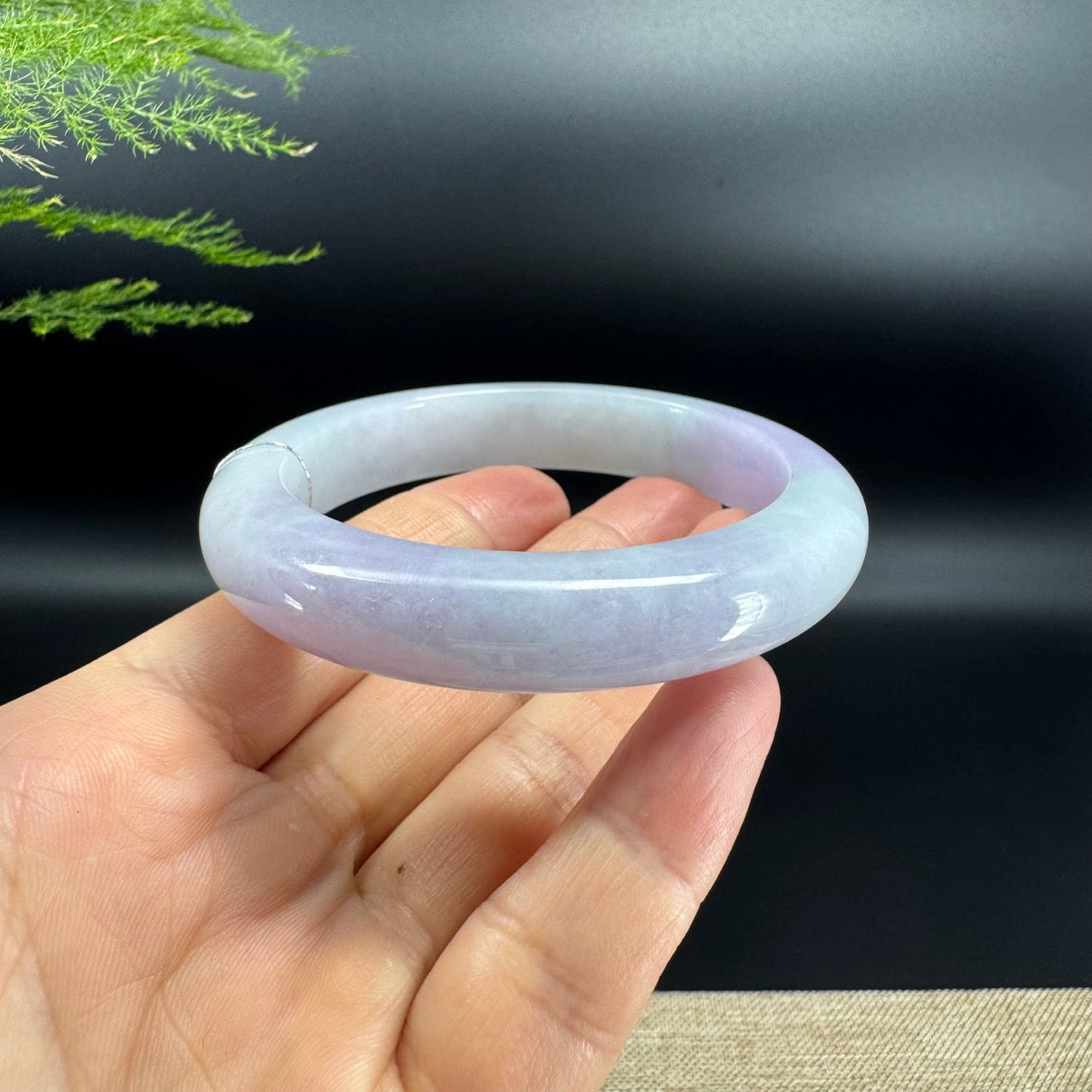 Genuine Burmese Lavender Green Jade Jadeite Bangle Bracelet (57.8mm)