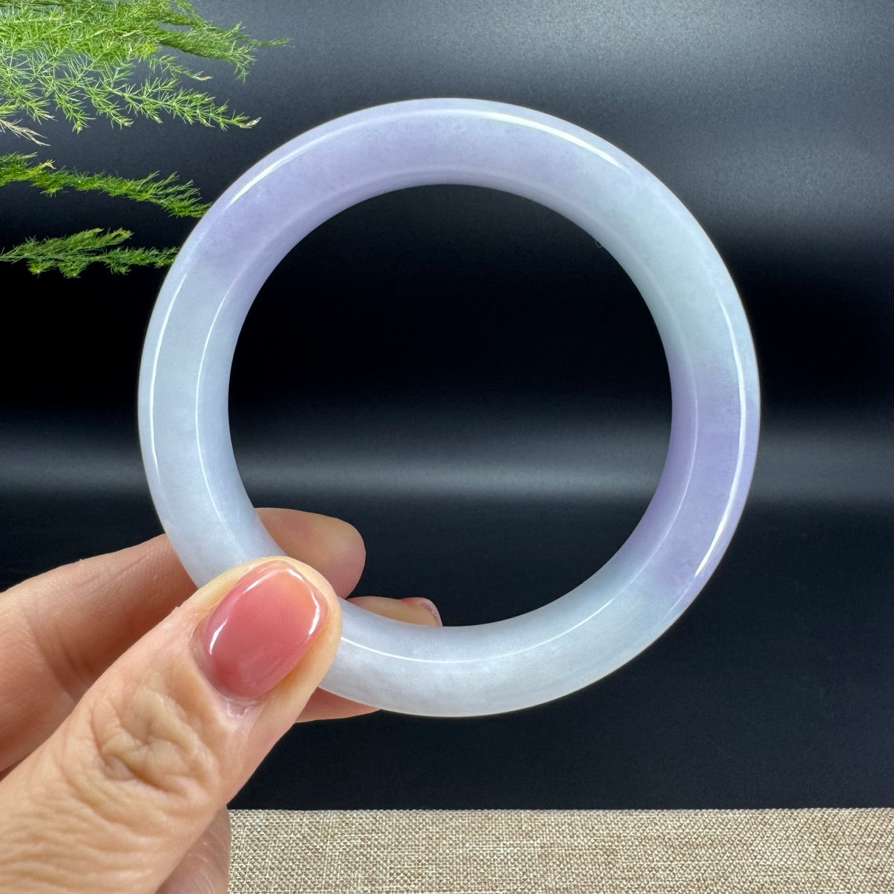 Genuine Burmese Lavender Green Jade Jadeite Bangle Bracelet (57.8mm)