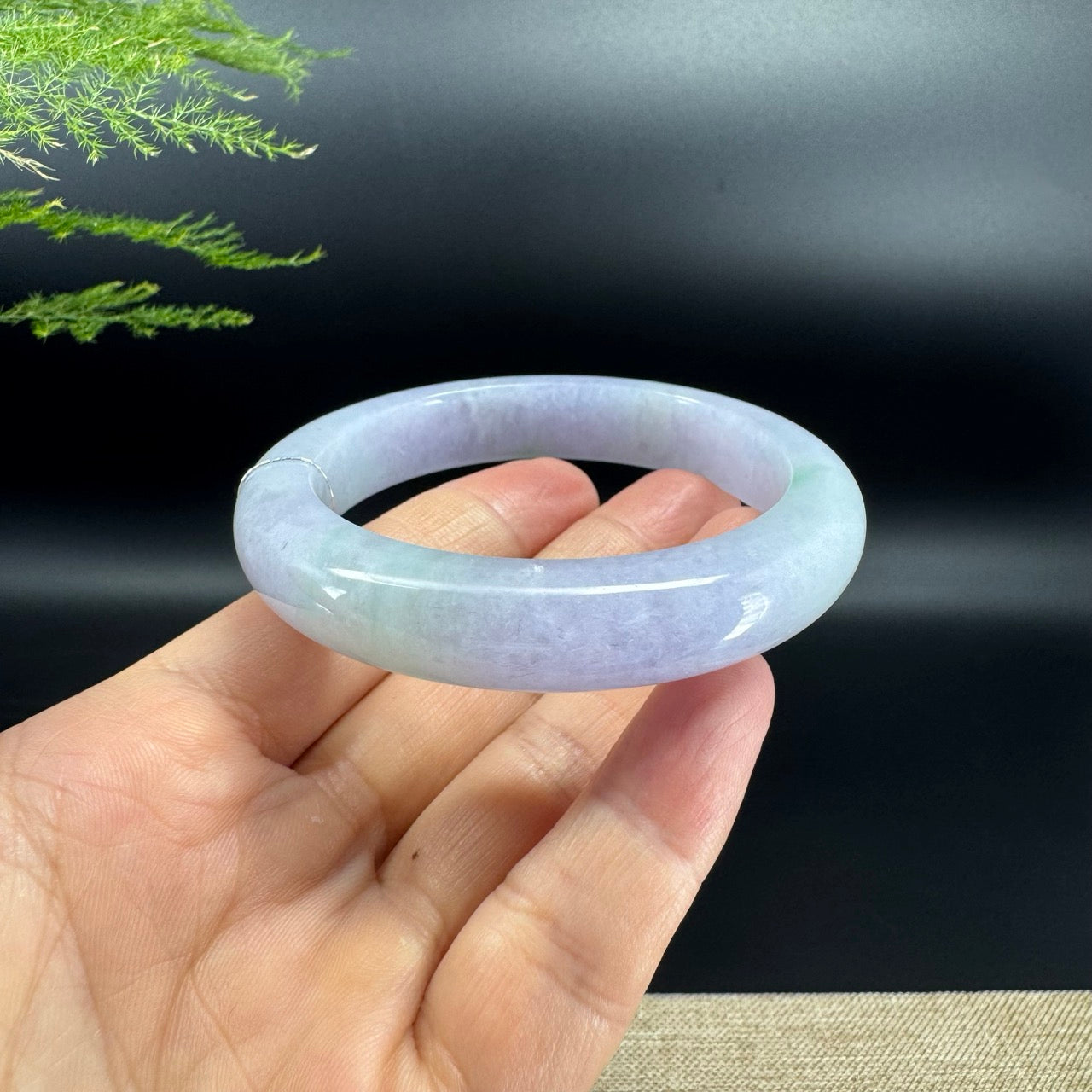 Genuine Burmese Lavender Green Jade Jadeite Bangle Bracelet ( 56.7mm )