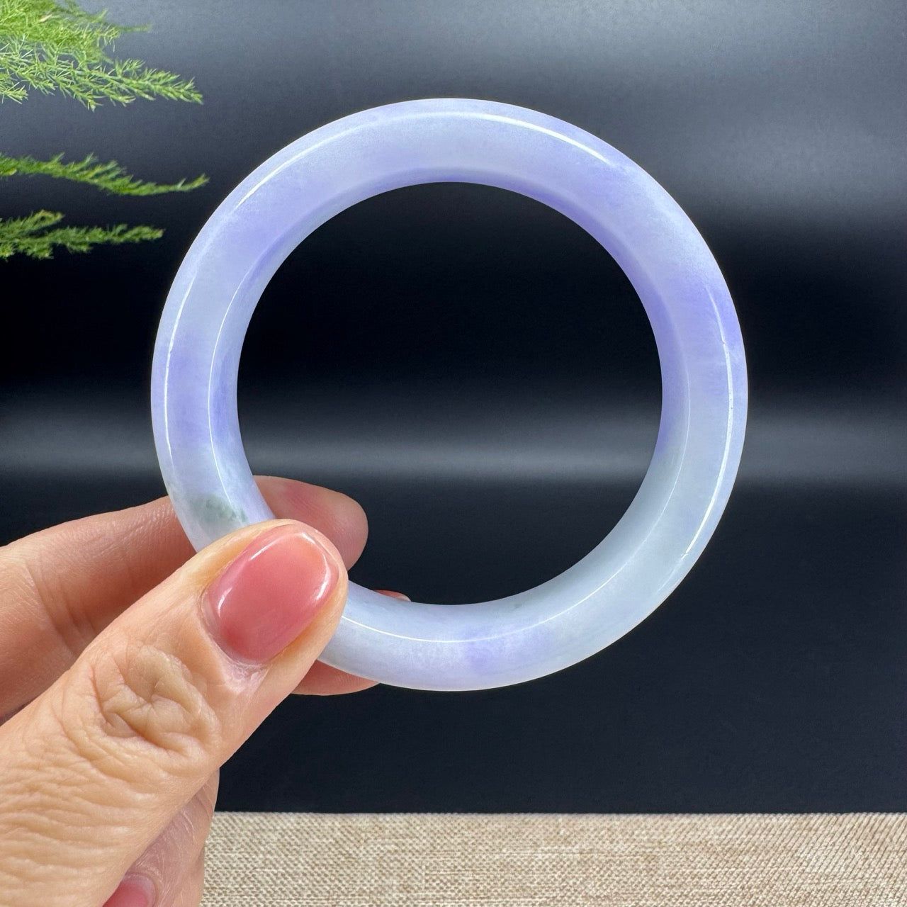 Genuine Burmese Lavender Green Jade Jadeite Bangle Bracelet (56.4mm)