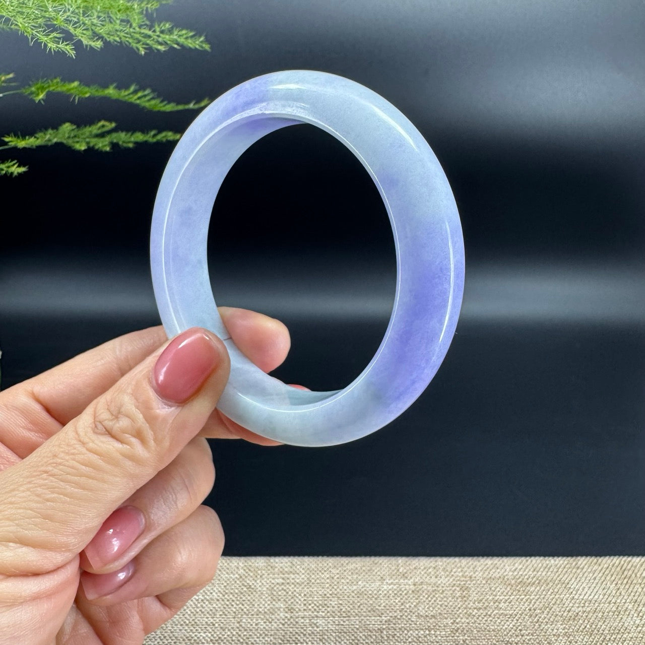 Genuine Burmese Lavender Green Jade Jadeite Bangle Bracelet (56.5mm)