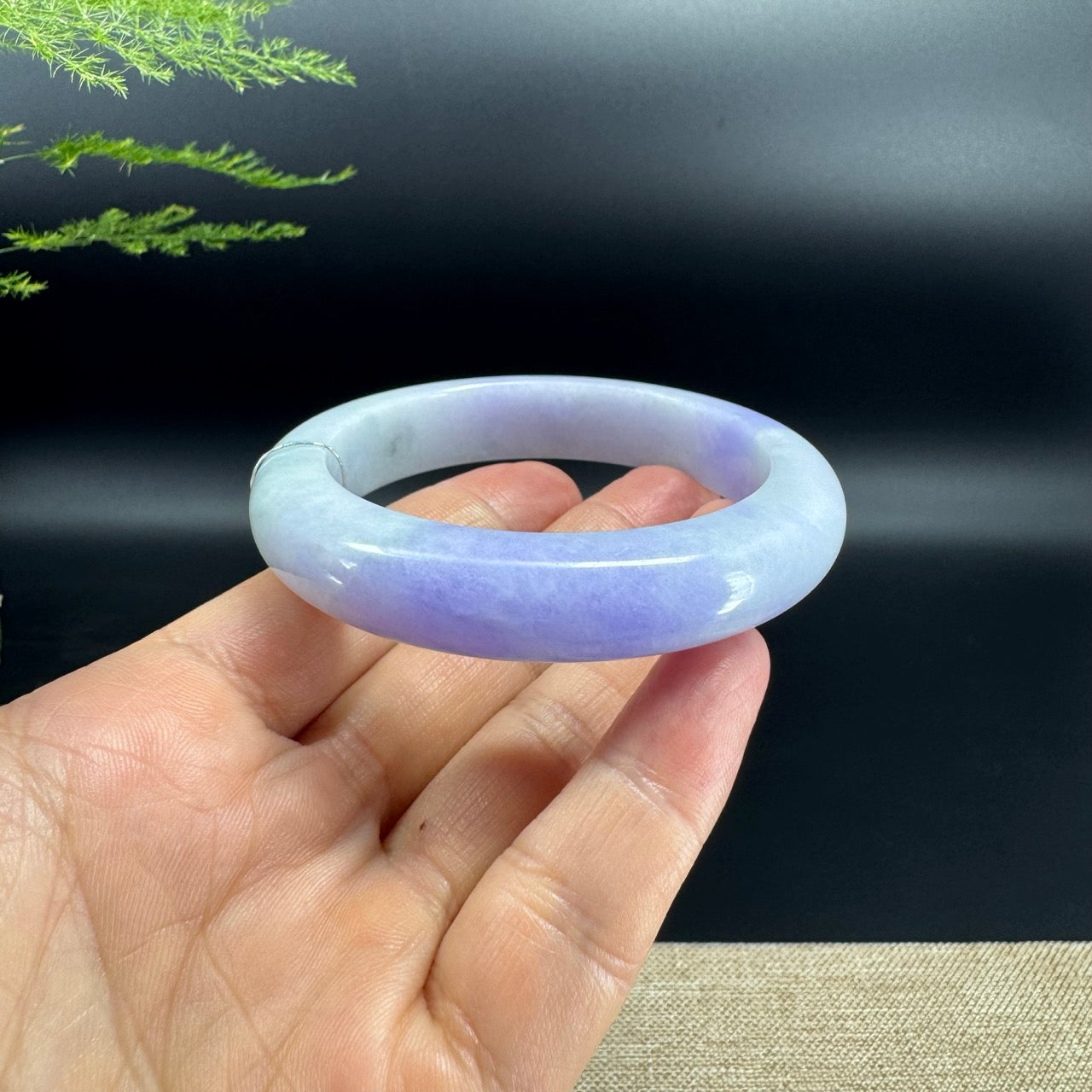 Genuine Burmese Lavender Green Jade Jadeite Bangle Bracelet (56.5mm)