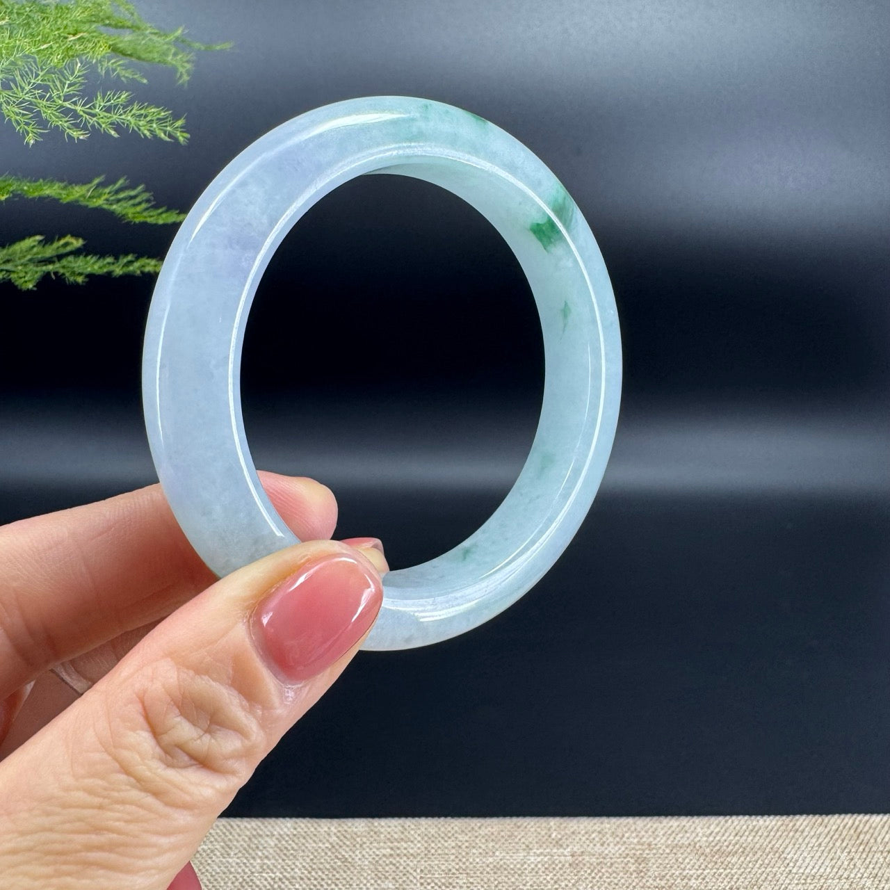 Genuine Burmese Green Jade Jadeite Bangle Bracelet (57mm)