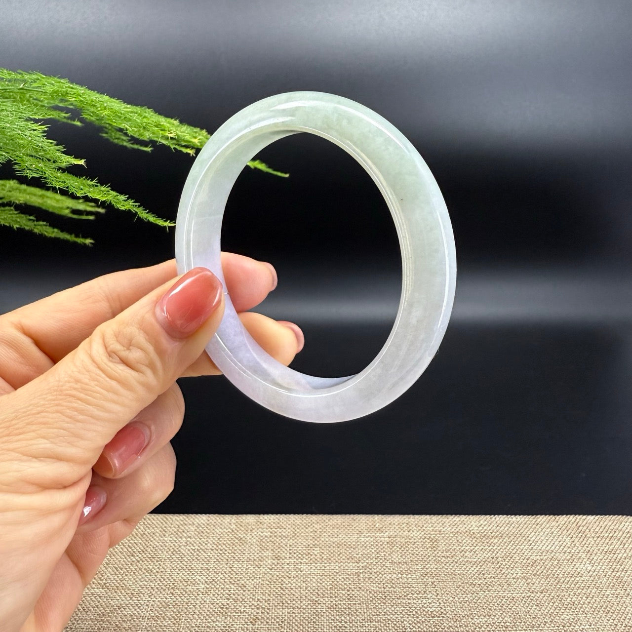 High-end Genuine Burmese Lavender Green Jade Jadeite Bangle Bracelet ( 54.3mm )