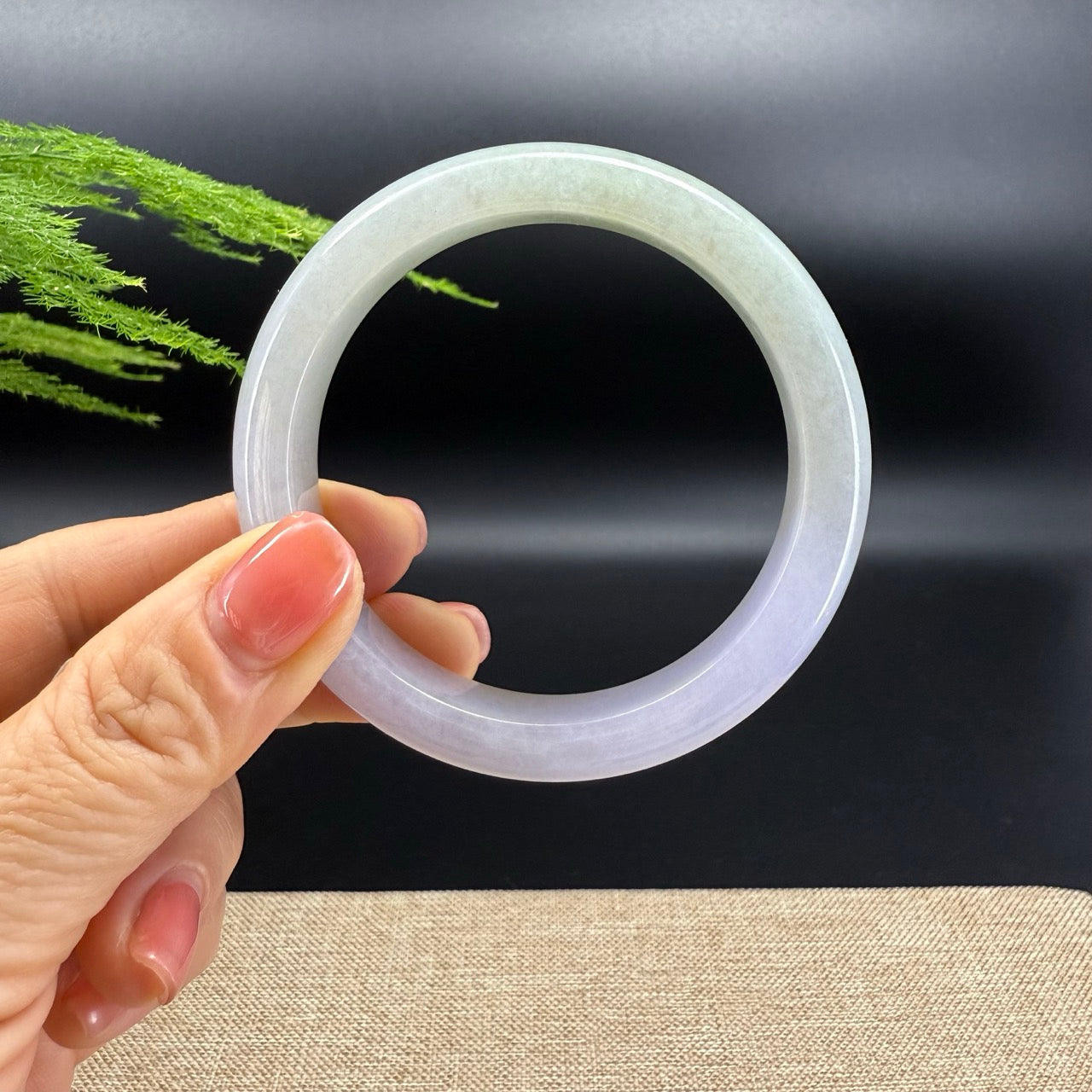 High-end Genuine Burmese Lavender Green Jade Jadeite Bangle Bracelet ( 54.3mm )