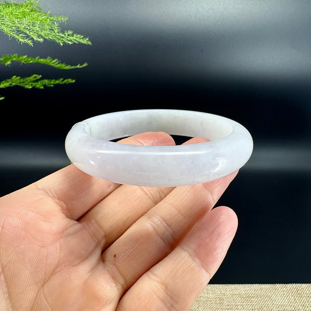 Genuine Burmese Moonlight Jade Jadeite Bangle Bracelet ( 57.4mm )
