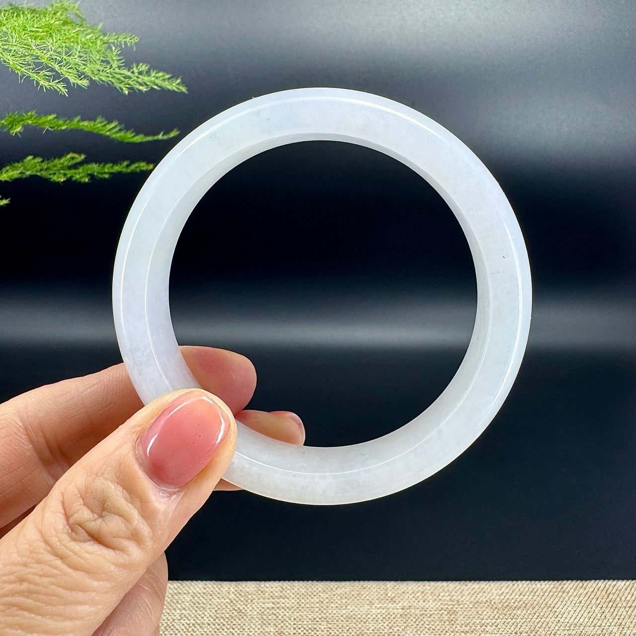Genuine Burmese Moonlight Jade Jadeite Bangle Bracelet ( 57.4mm )