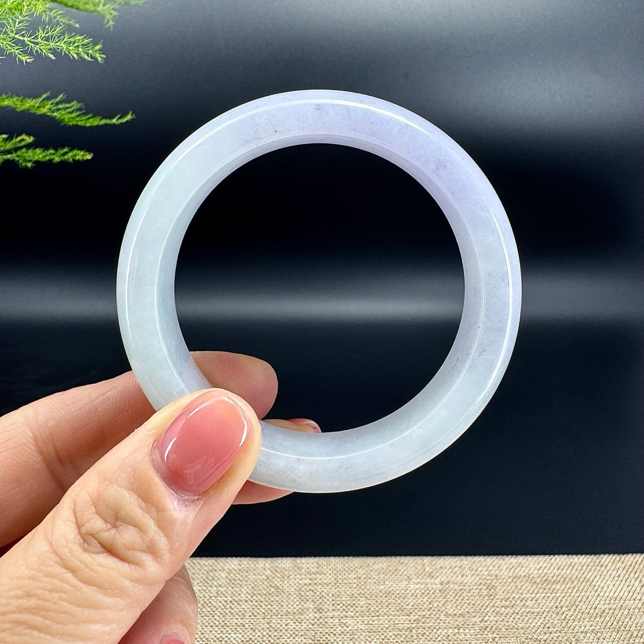 Genuine Burmese Lavender Green Jade Jadeite Bangle Bracelet (52.4mm)