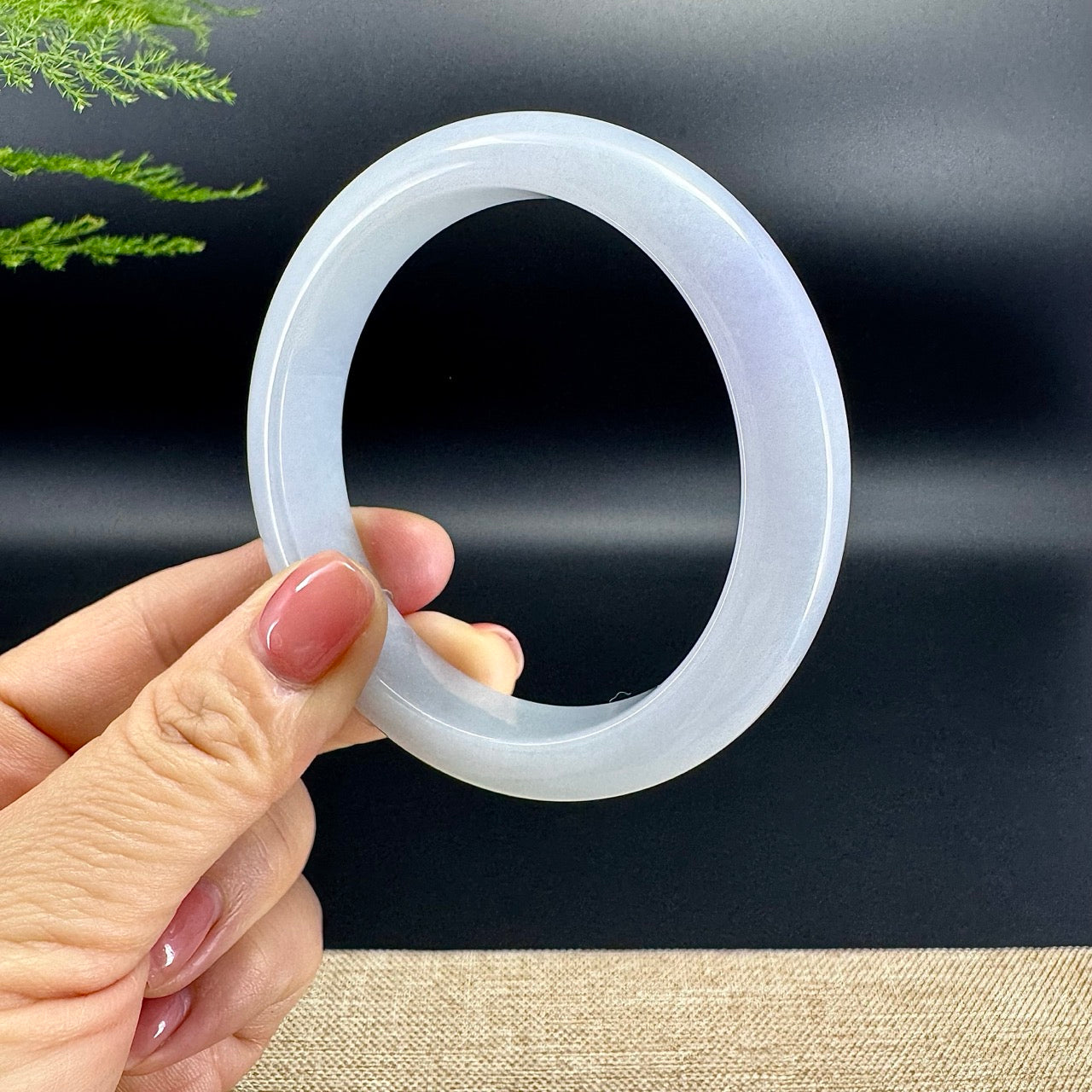 Genuine Burmese Lavender Green Jade Jadeite Bangle Bracelet ( 61mm )