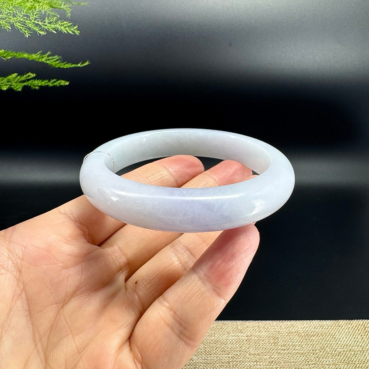 Genuine Burmese Lavender Green Jade Jadeite Bangle Bracelet ( 61mm )