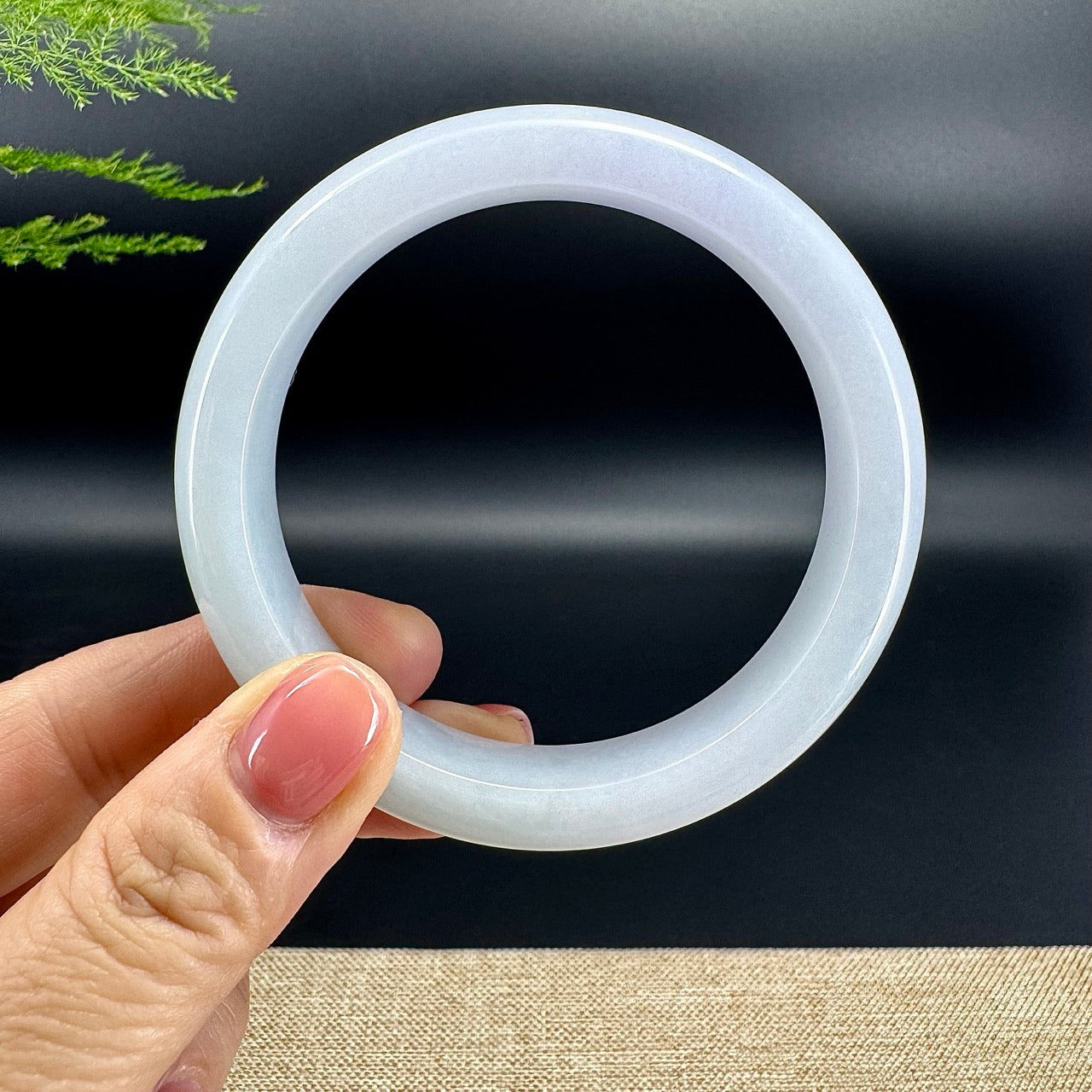 Genuine Burmese Lavender Green Jade Jadeite Bangle Bracelet ( 61mm )