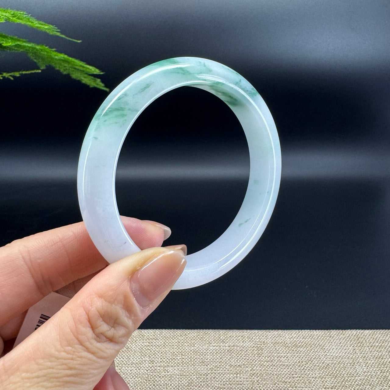 Genuine Burmese Green Flower Jade Jadeite Bangle Bracelet ( 59.4mm )